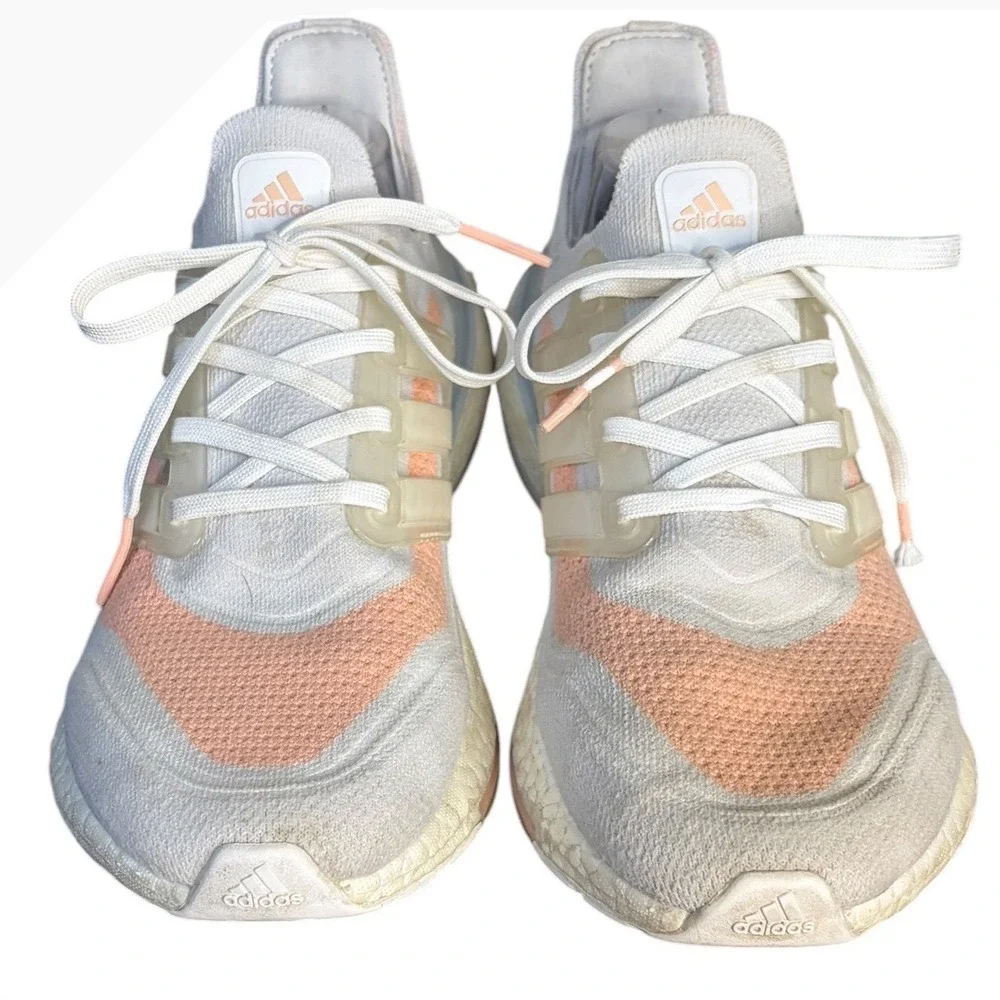 Adidas White Peach‎ Ultraboost 21 Fair Primeknit Running Shoes Women's Size 8.5